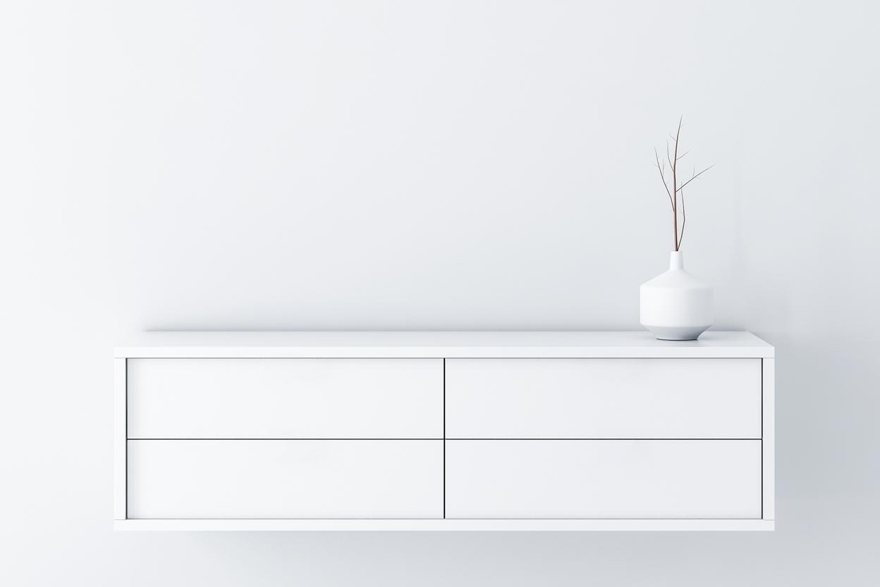 Weißes Hängeboard mit 4 Türen Weißes Hängeboard Möbelplaner
